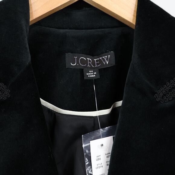 J.Crew Single Breasted Alexandra Sleek Velvet Black Blazer Size 00 NWT - Picture 4 of 11